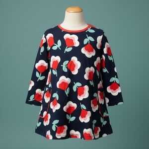 Mini Boden Floral Pocket Tunic Dress Navy 9–10 Year Old